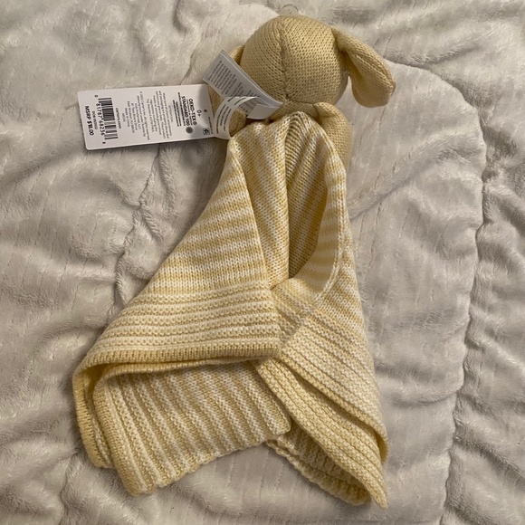 New Carter's Puppy Dog Striped Yellow White Striped Knit Baby Blanket Lovey - Picture 2 of 2